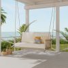 1-Piece Woven Rope Outdoor Swing Sofa with Soft Cushions Seating 2 for Patio, Courtyard and Balcony