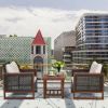 3 Pieces Acacia Wood Patio Furniture Set with Coffee Table