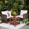 3 Pieces Acacia Wood Patio Furniture Set with Coffee Table