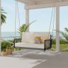 1-Piece Woven Rope Outdoor Swing Sofa with Soft Cushions Seating 2 for Patio, Courtyard and Balcony