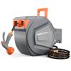 Auto Rewind Retractable Hose Reel, Wall Mounted with 180° Swivel, Multi-Function Spray Nozzle for Outdoor Watering