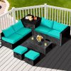8 Pieces Patio Furniture Set with Storage Box and Waterproof Cover